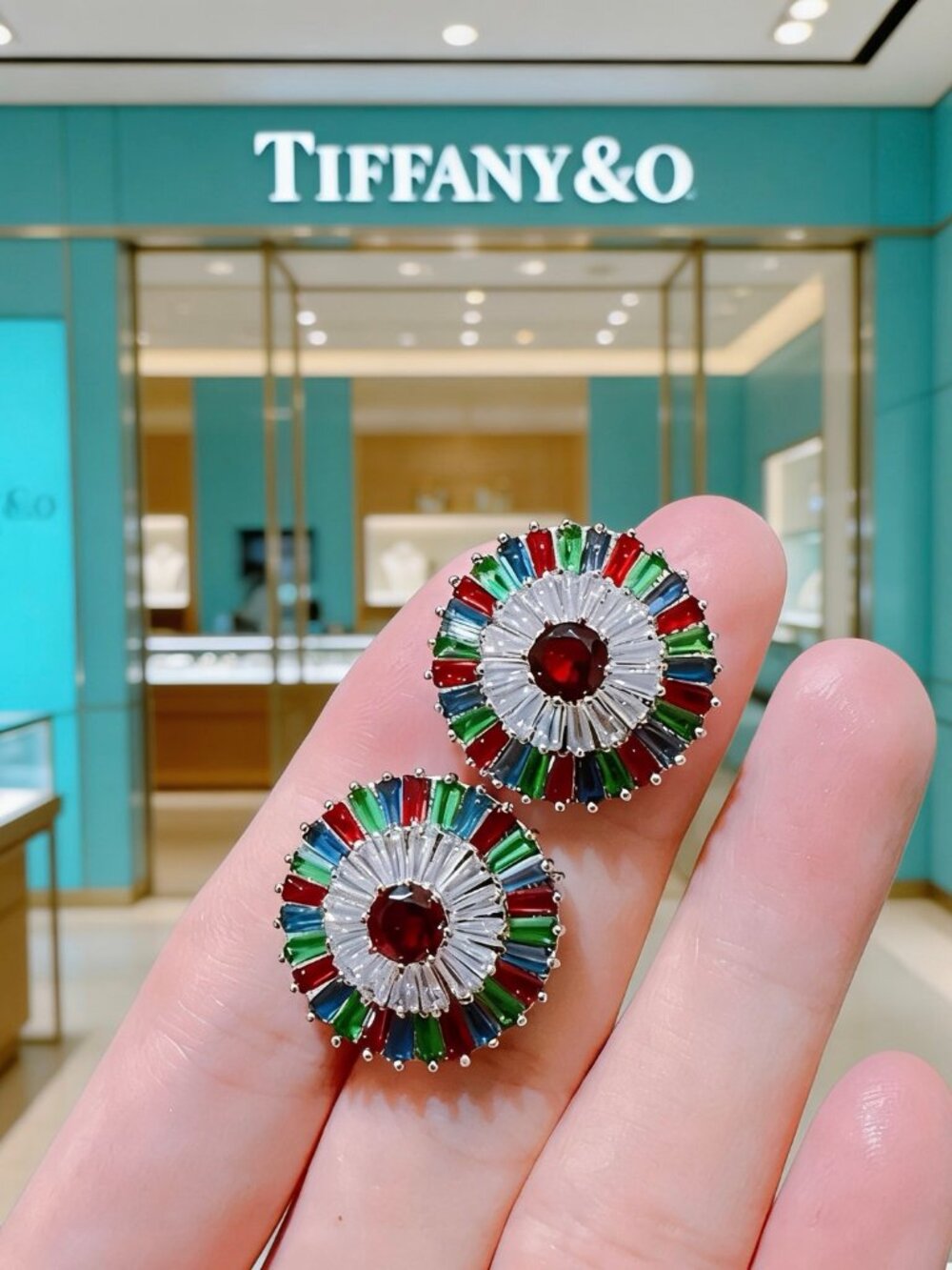 Tiffany & Co. Multi-Gemstone Sunburst Stud Earrings - Picture 6 of 6